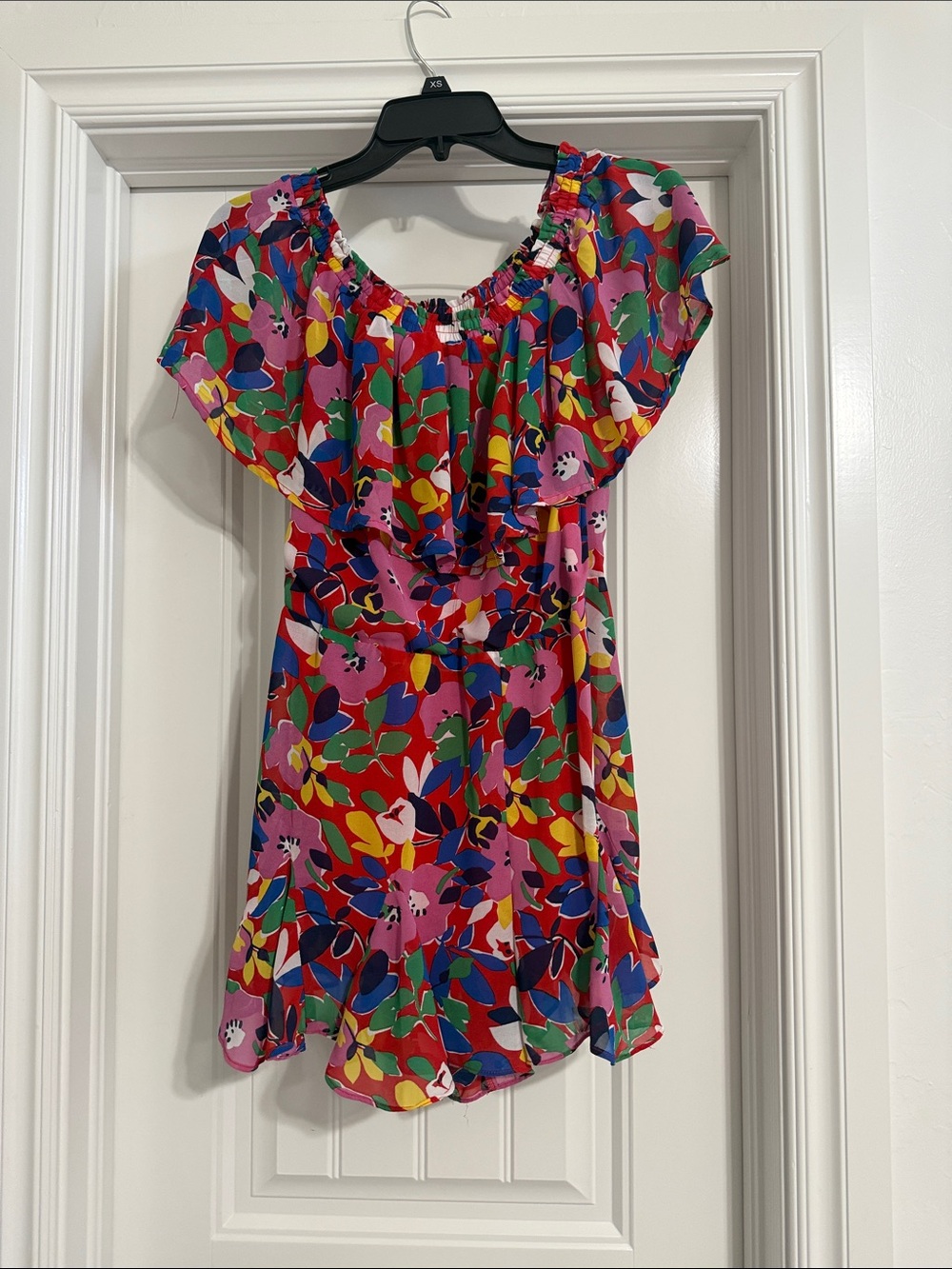 Sugarlips Multicolor Floral Off-Shoulder Dress - Pink, Red, Green, Blue, Yellow